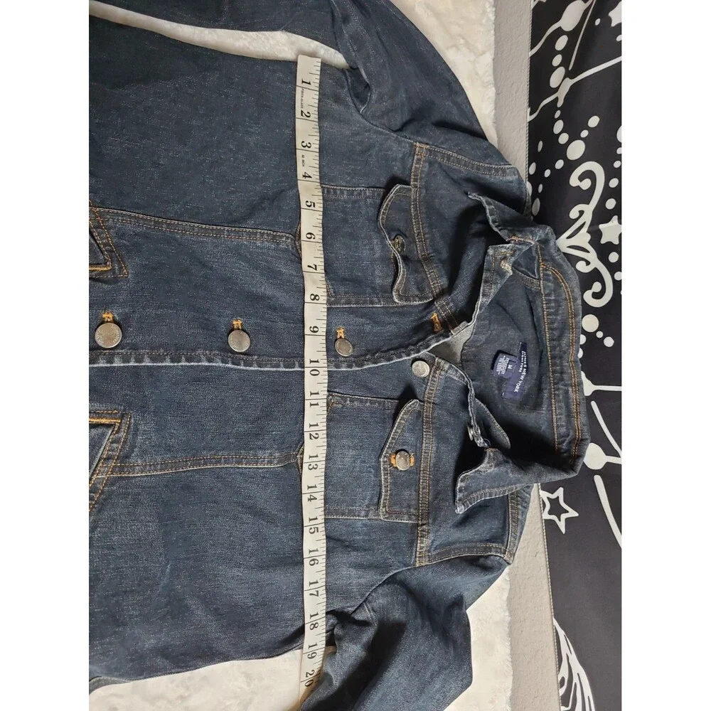 Jones New York Signature Blue Denim Jacket Womens Medium Stretch Pockets